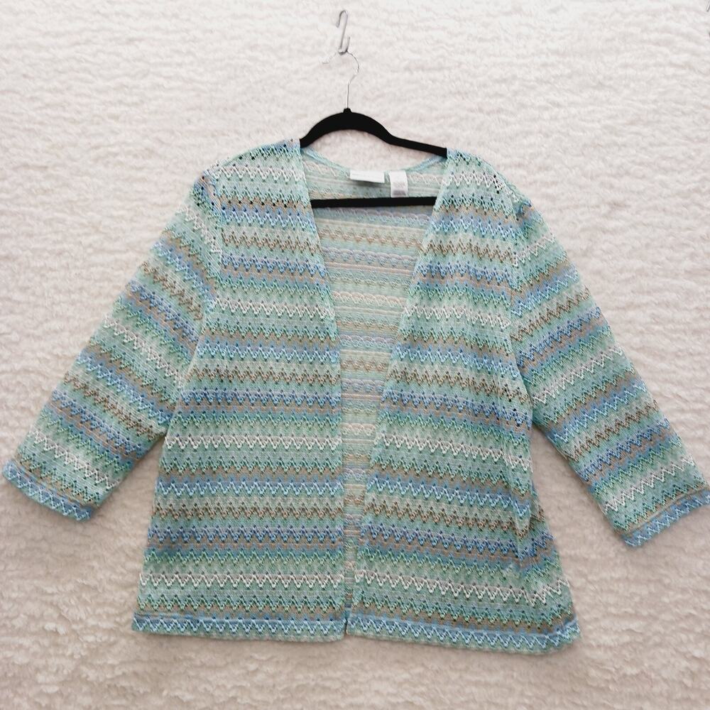 Sweater Cardigan Open Pastel Coastalcore Travel Vacation Y2K Chevron Size XL
